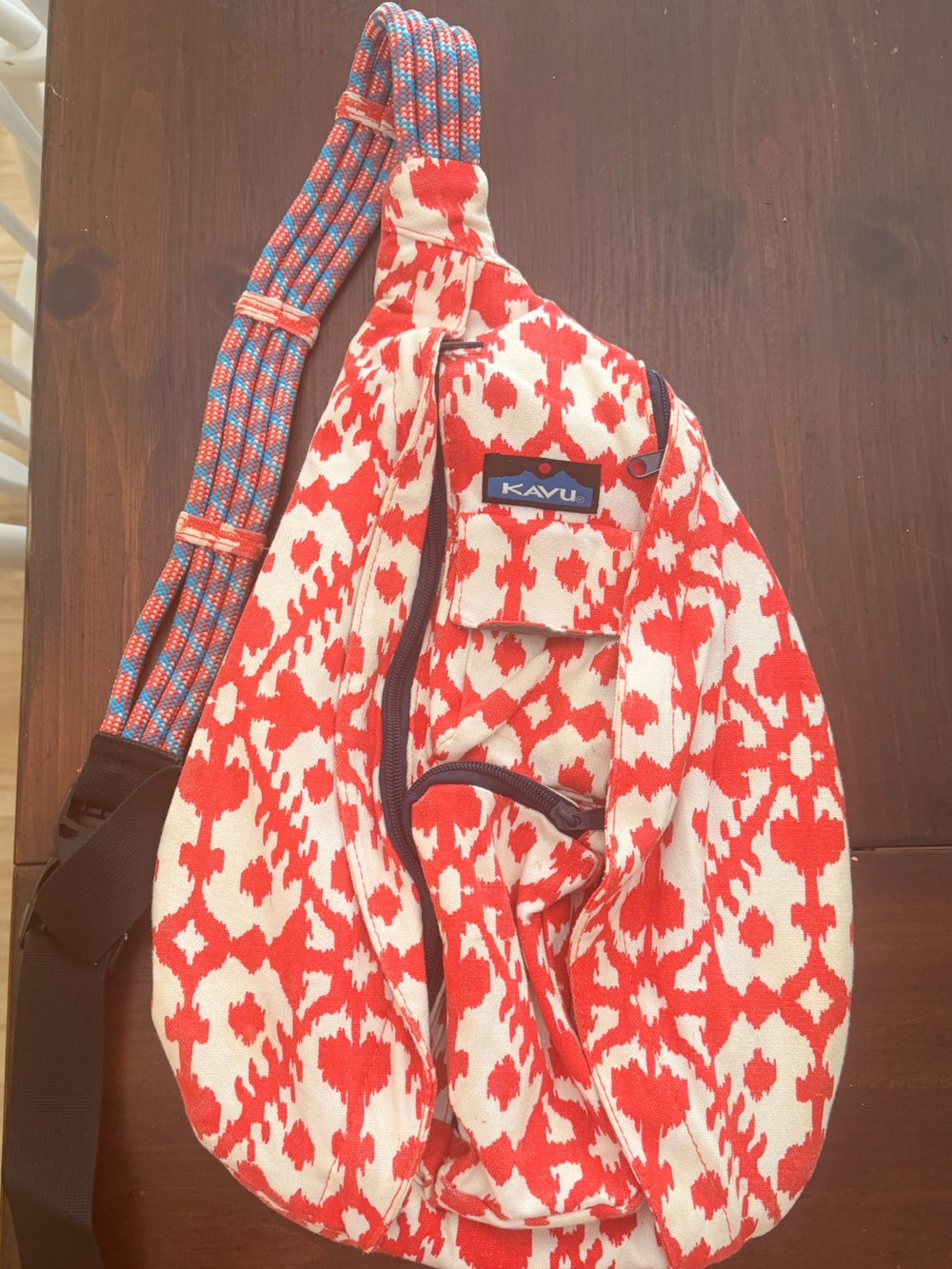 Kavu Orange & White Patterned Crossbody Sling Bag
